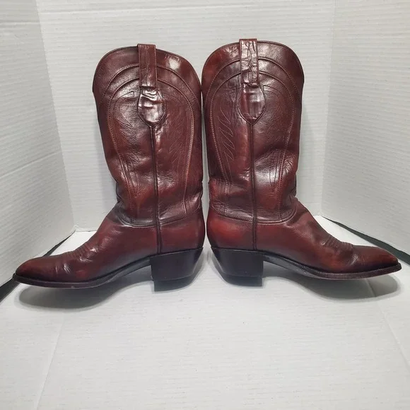 LUCCHESE Brown Leather BART Embroidered Western Cowboy Boots Mens 8.5 D - Picture 6 of 8